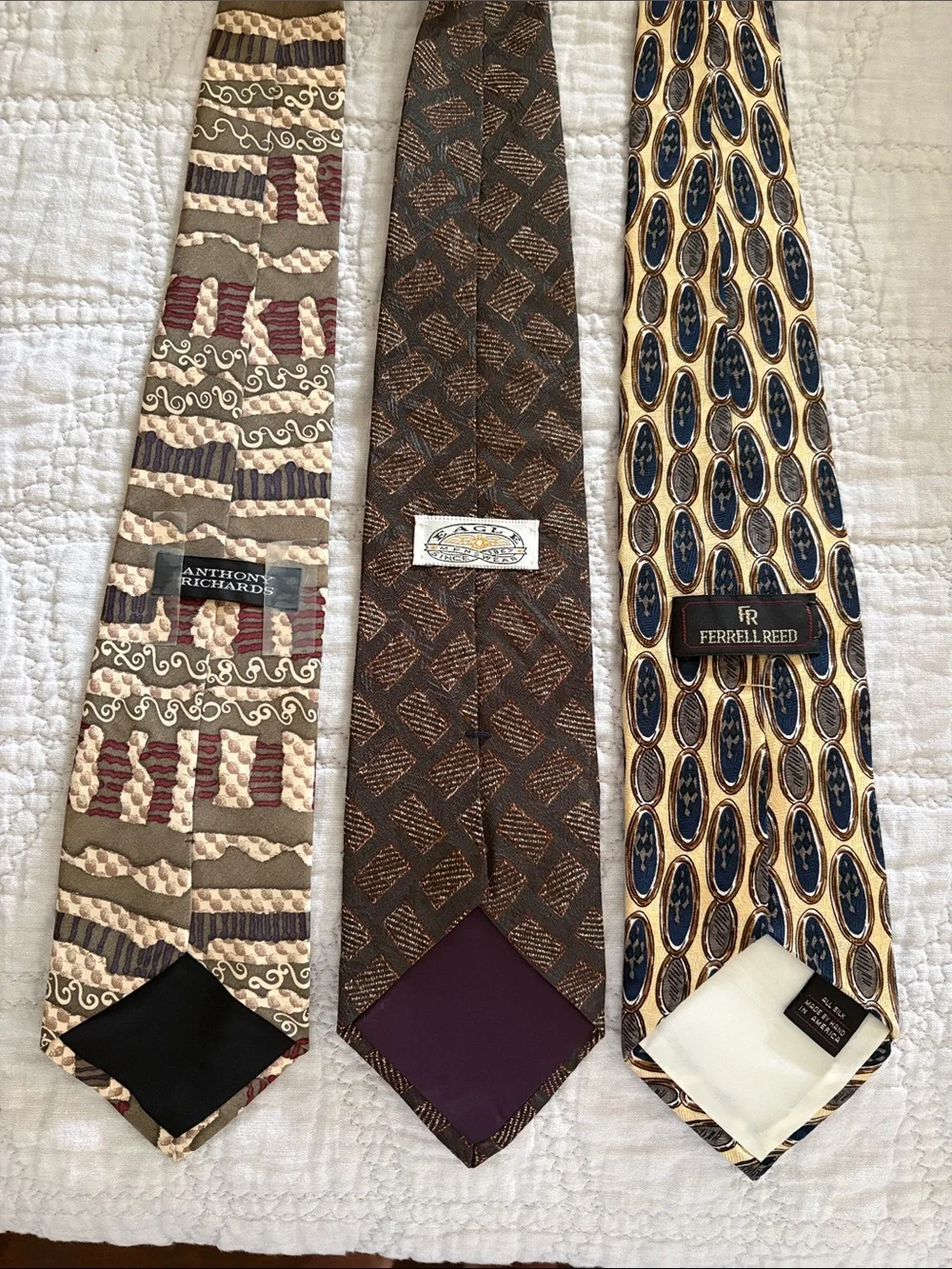Men's Brown Geometric Silk Tie - Unbranded